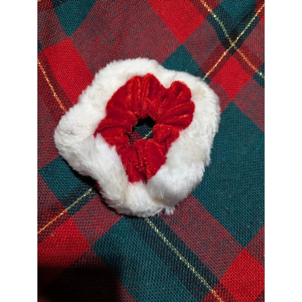 Christmas Hair Scrunchie Red And‎ White Stretch Elastic